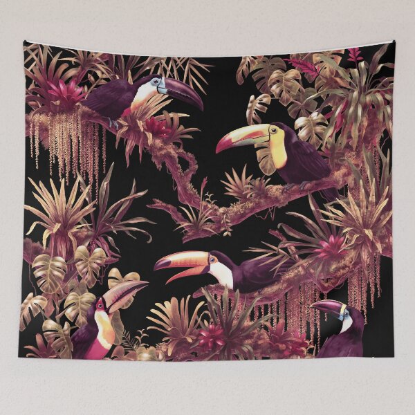 Item preview, Toucans and Bromeliads - Dark Floral Edition designed and sold by Iker Paz Studio.