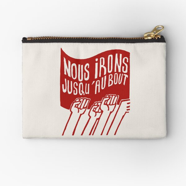 ! Paris Revolt, May 68: 'NOUS IRONS JUSQU'AU BOUT': The Original Brick Red on Bone Grey ! Zipper Pouch