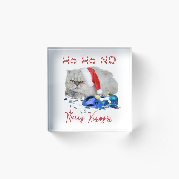 Funny Christmas Cat Merry Kissmyass Acrylic Block