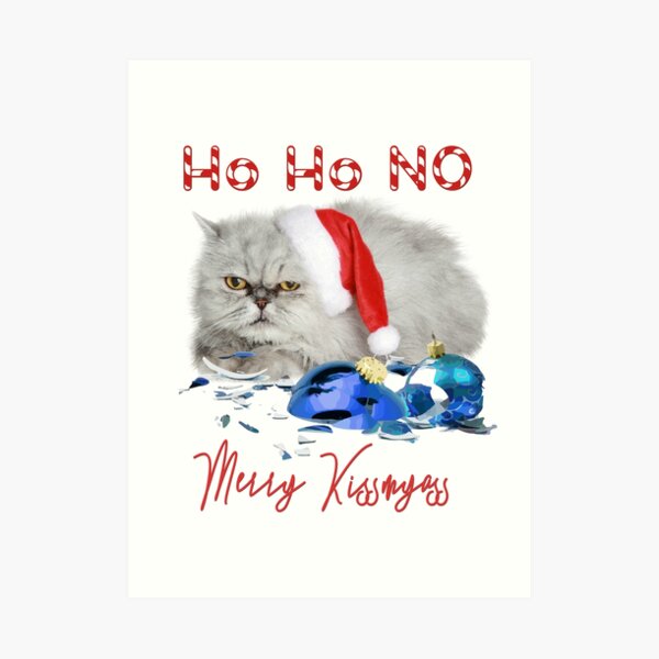 Funny Christmas Cat Merry Kissmyass Art Print