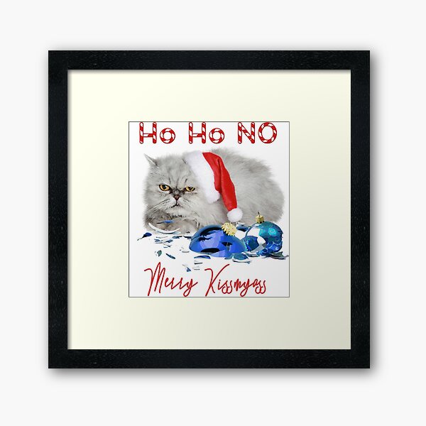 Funny Christmas Cat Merry Kissmyass Framed Art Print