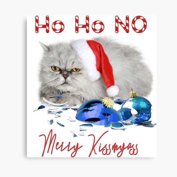 Funny Christmas Cat Merry Kissmyass Canvas Print