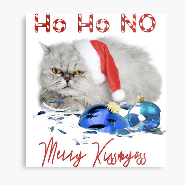 Funny Christmas Cat Merry Kissmyass Metal Print