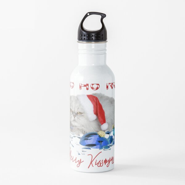 Funny Christmas Cat Merry Kissmyass Water Bottle