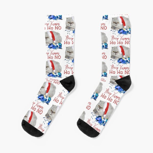 Funny Christmas Cat Merry Kissmyass Socks