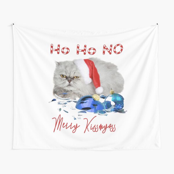 Funny Christmas Cat Merry Kissmyass Tapestry