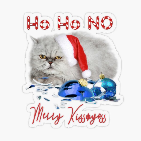 Funny Christmas Cat Merry Kissmyass Transparent Sticker