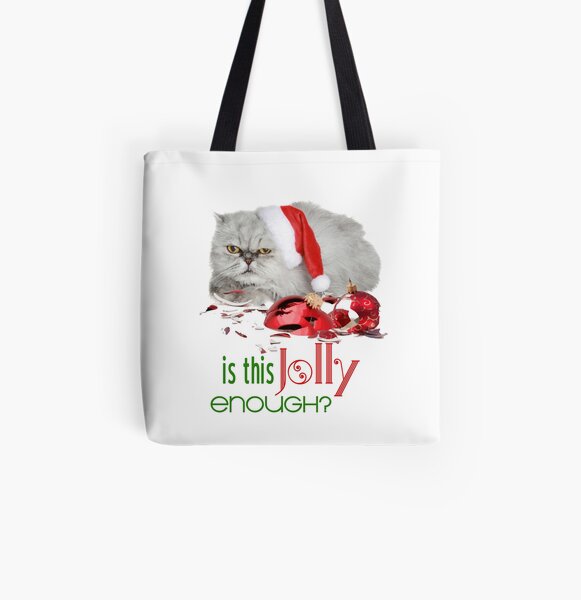Funny Christmas Cat Jolly Enough All Over Print Tote Bag