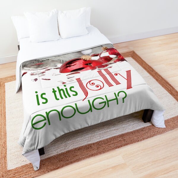 Funny Christmas Cat Jolly Enough Comforter