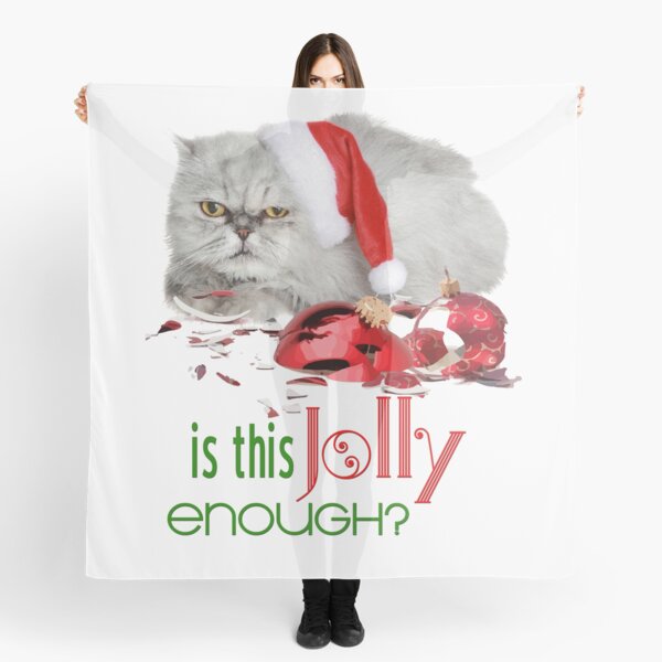 Funny Christmas Cat Jolly Enough Scarf