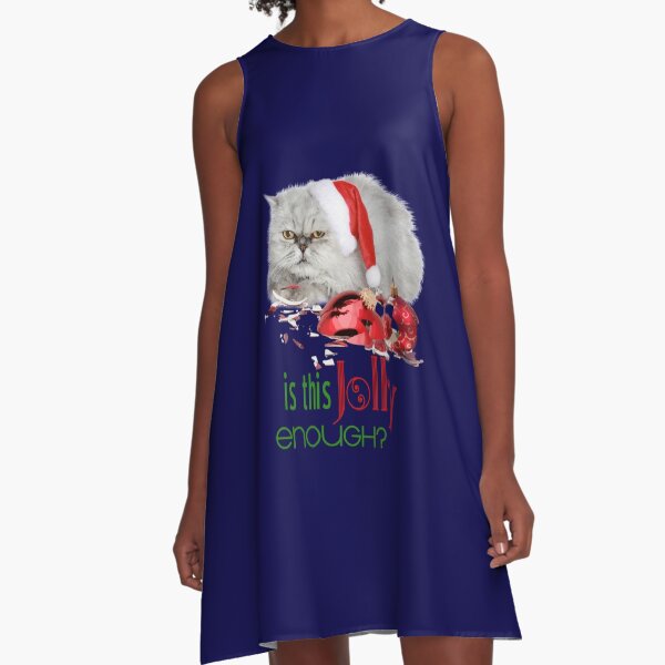 Funny Christmas Cat Jolly Enough A-Line Dress