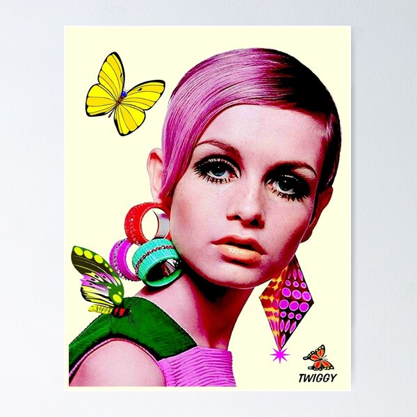 Artikel-Vorschau von TWIGGY: Vintage Modellierung mit Schmetterlingsdruck, designt und verkauft von posterbobs.