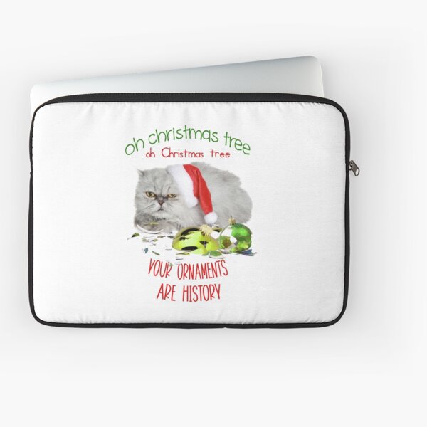 Funny Christmas Cat Oh Christmas Tree Laptop Sleeve