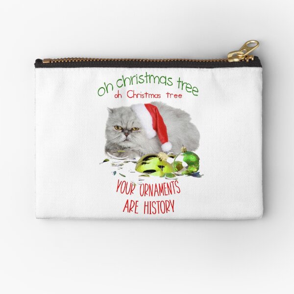 Funny Christmas Cat Oh Christmas Tree Zipper Pouch