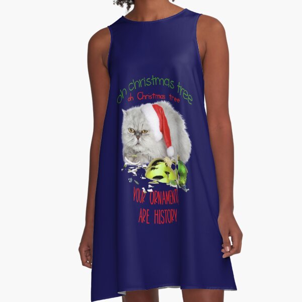 Funny Christmas Cat Oh Christmas Tree A-Line Dress