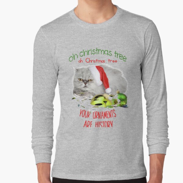 Funny Christmas Cat Oh Christmas Tree Long Sleeve T-Shirt