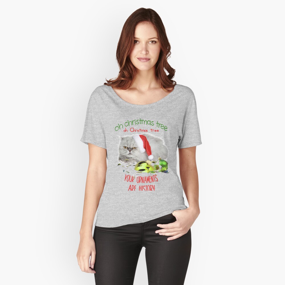 Funny Christmas Cat Oh Christmas Tree Relaxed Fit T-Shirt