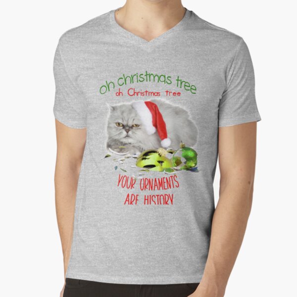 Funny Christmas Cat Oh Christmas Tree V-Neck T-Shirt
