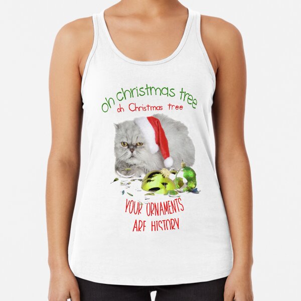 Funny Christmas Cat Oh Christmas Tree Racerback Tank Top