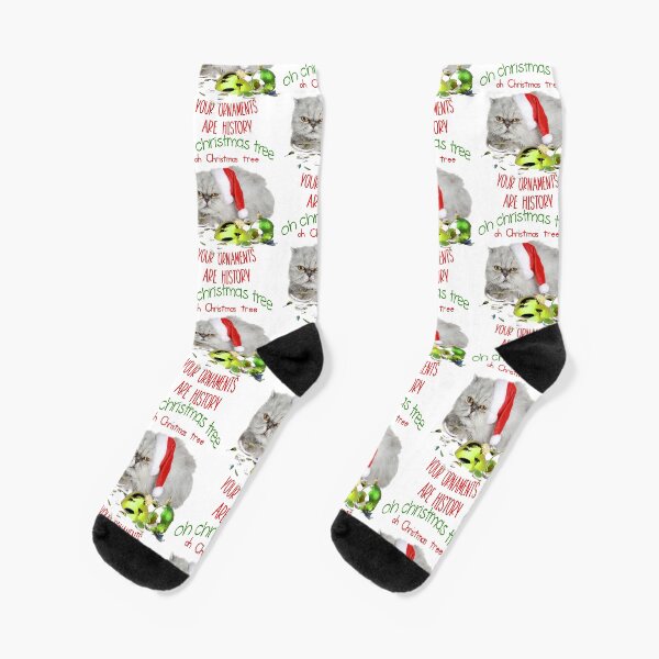 Funny Christmas Cat Oh Christmas Tree Socks