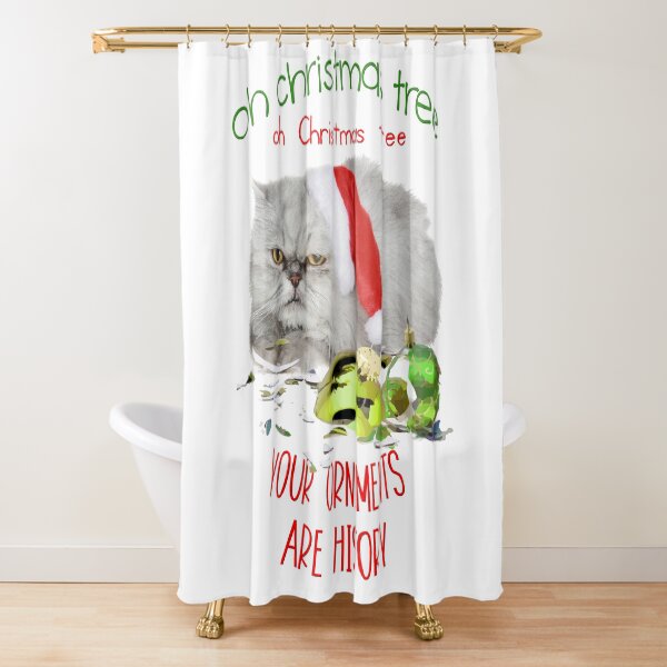 Funny Christmas Cat Oh Christmas Tree Shower Curtain