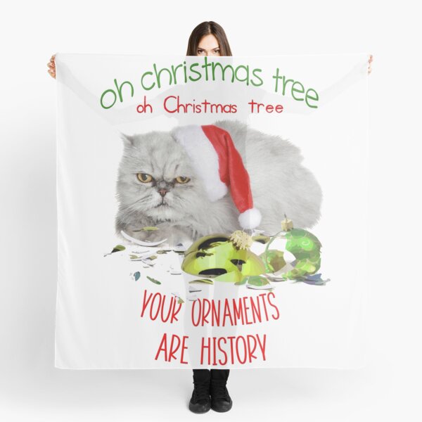 Funny Christmas Cat Oh Christmas Tree Scarf