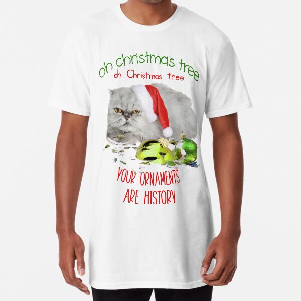 Funny Christmas Cat Oh Christmas Tree Long T-Shirt