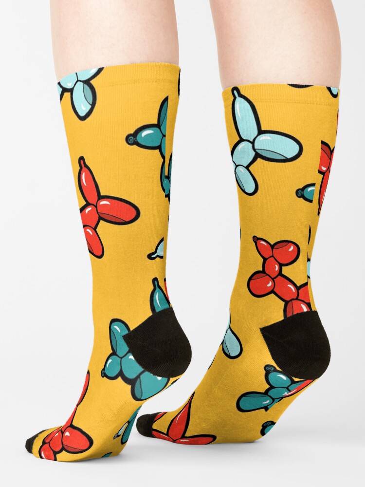 Alternate view of Balloon Animal Dogs Pattern in Yellow Socks