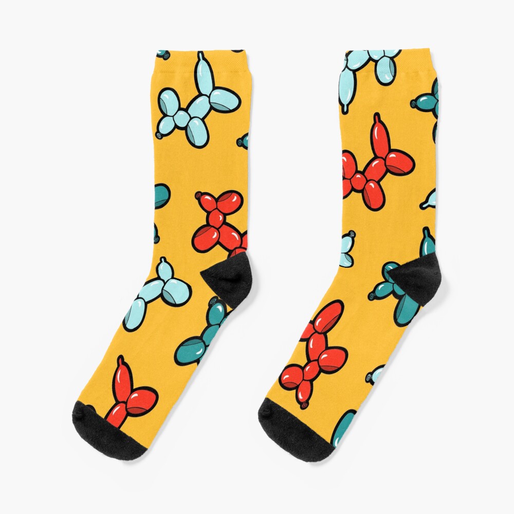Balloon Animal Dogs Pattern in Yellow Socks