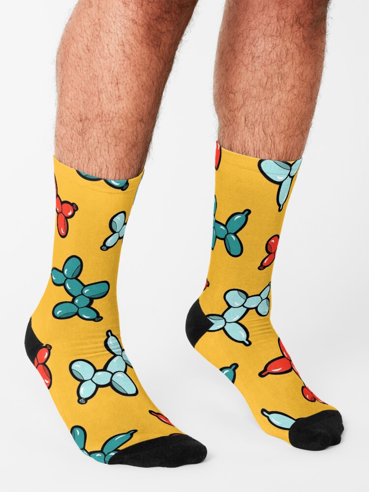 Alternate view of Balloon Animal Dogs Pattern in Yellow Socks
