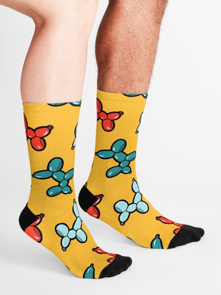 Alternate view of Balloon Animal Dogs Pattern in Yellow Socks