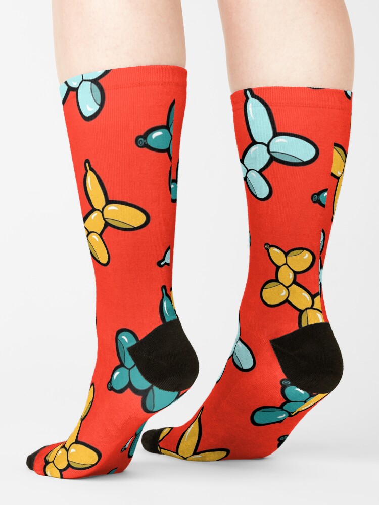 Alternate view of Balloon Animal Dogs Pattern in Red Socks