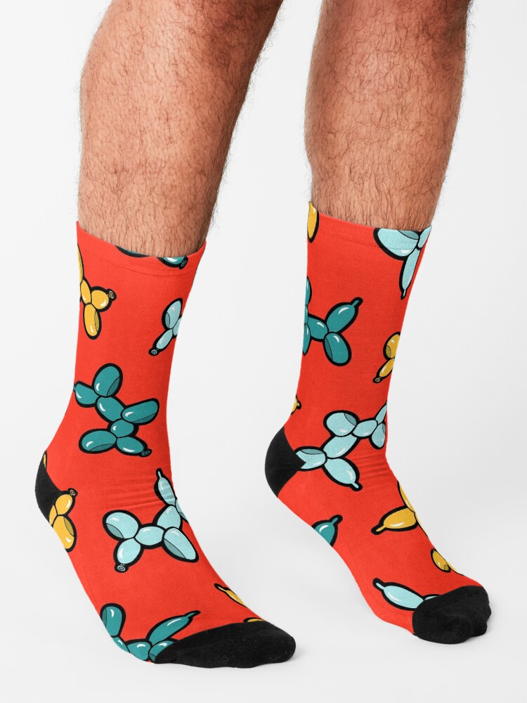 Alternate view of Balloon Animal Dogs Pattern in Red Socks