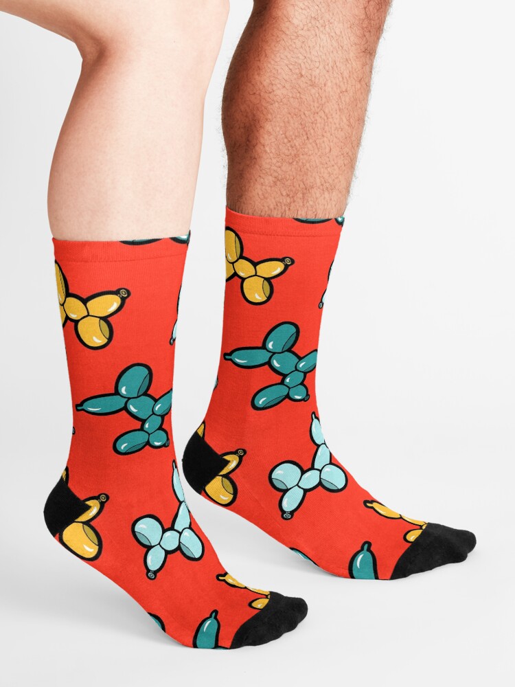Alternate view of Balloon Animal Dogs Pattern in Red Socks