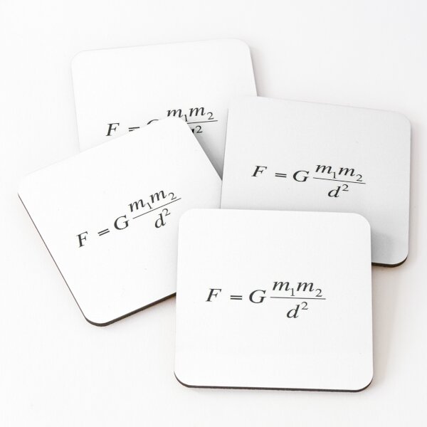 Newton's universal #law of #gravitation. #Gravity. What does it mean? #Calculates the force of gravity between two objects Coasters (Set of 4)