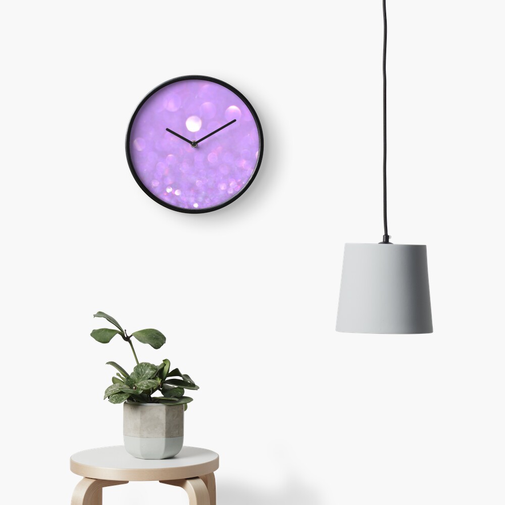 Purple Glitter Bokeh Clock