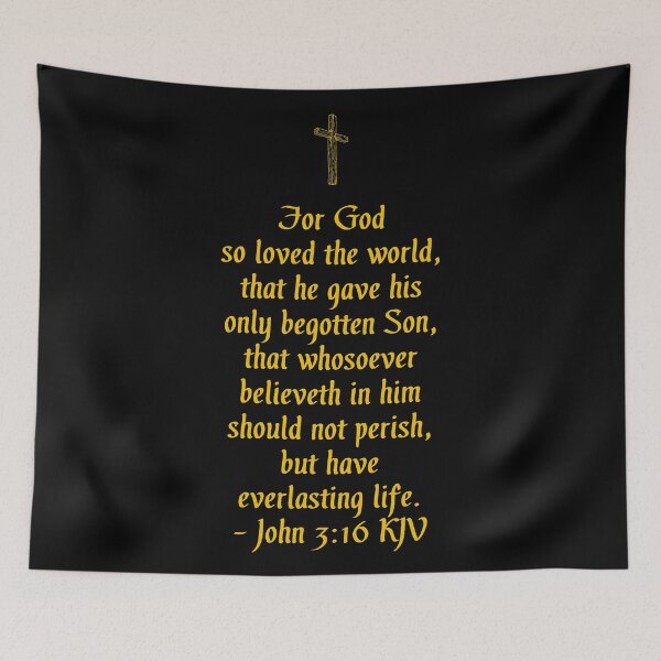 Item preview, John 3:16 KJV - Cross - Gold Print designed and sold by VerShirts.