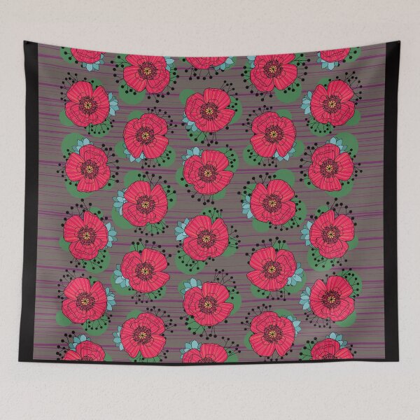 Item preview, Retro floral poppy pattern designed and sold by PattiHopkins.
