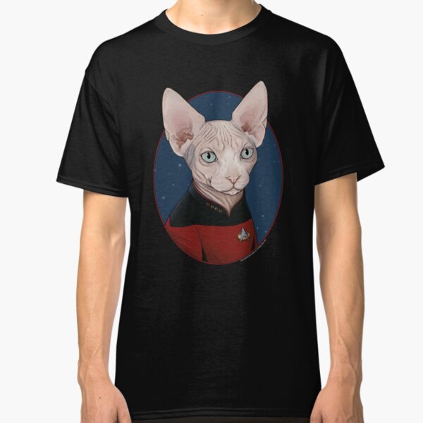 Star Trek Next Generation Picard Cat Circle Portrait Classic T-Shirt