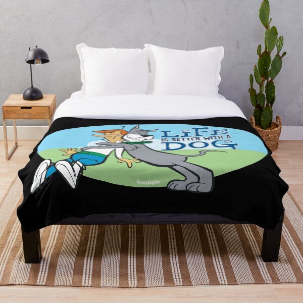 The Jetsons George and Astro - Life is better with a dog Throw Blanket