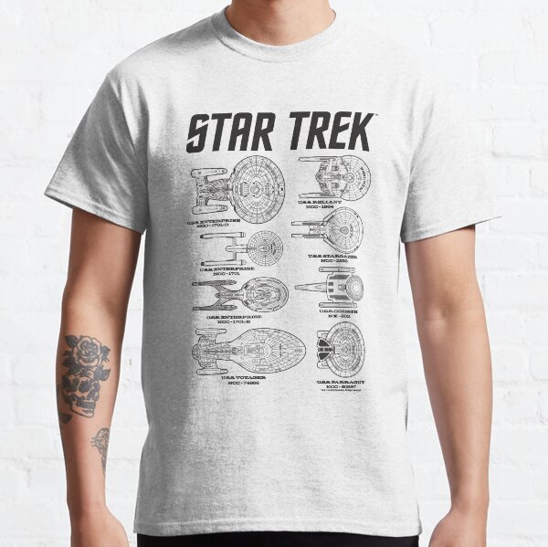 Artikel-Vorschau von  Die Entdeckung beginnt mit all diesen Star Trek Franchise-Designs. Schließen Sie sich der Crew von Gegenwart und Vergangenheit an und begegnen Sie neuen Welten und Zivilisationen mit unserer Kollektion von T-Shirts, designt und verkauft von FifthSun.