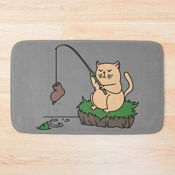 Item preview, Sad fishing Cat with Fishing rod - Funny fisherman gift designed and sold by IslandLakeTree.