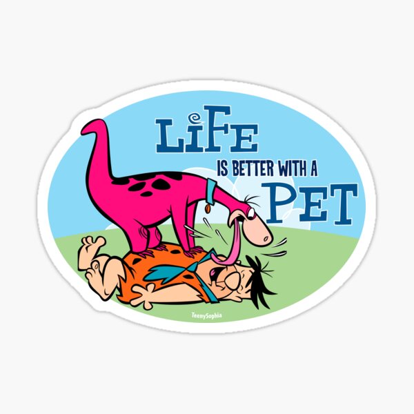 Flintstones Fred and Dino - Life is better with a pet Sticker