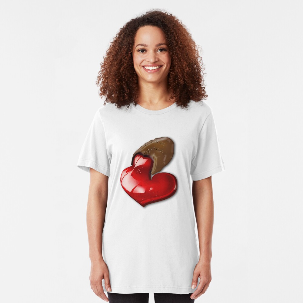 Chocolate - I Love You Slim Fit T-Shirt