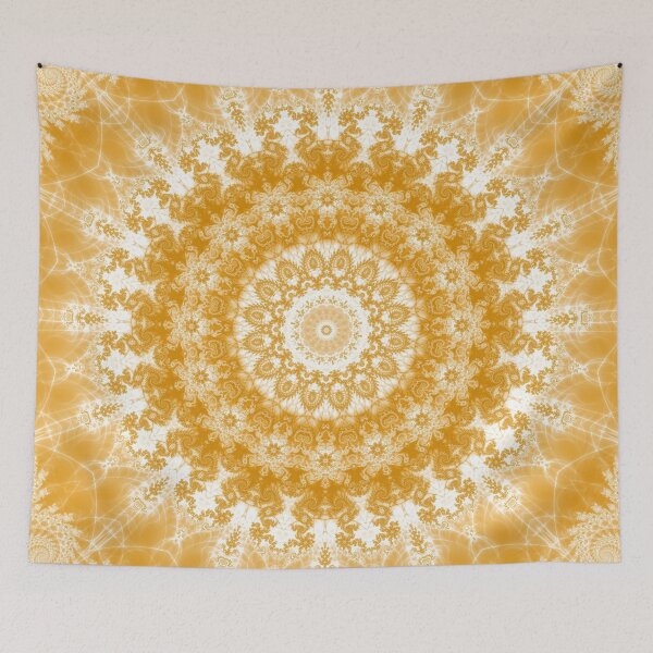 Item preview, Tangerine and White Mandala designed and sold by Kelly Dietrich Mandala & Fractal Art.