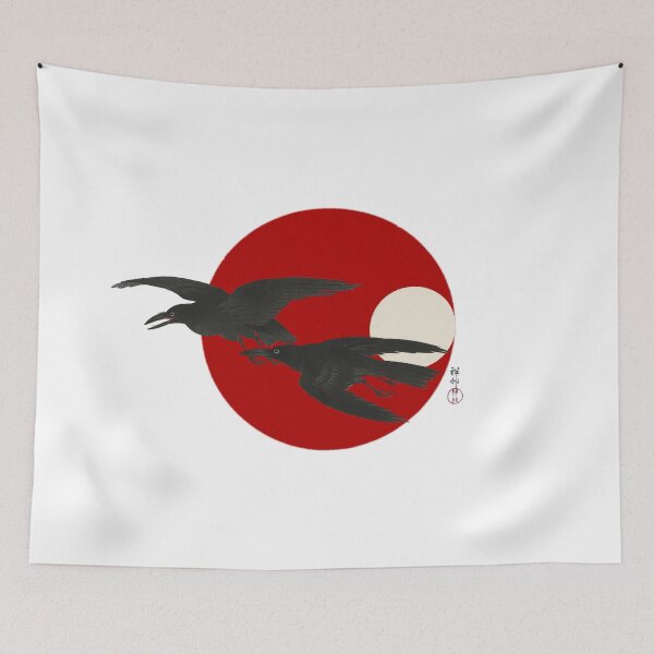 Item preview, Japanese Flag - Crows at Full Moon designed and sold by weavernap.