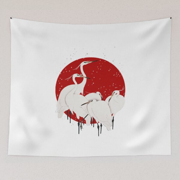 Item preview, Japanese Flag - Group of Egrets designed and sold by weavernap.