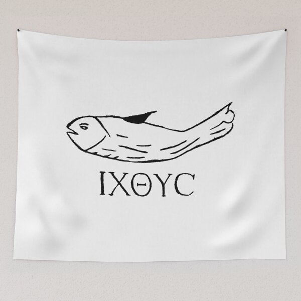 Item preview, The Fish - IXOYC - Early Christian Symbol - Black Print designed and sold by VerShirts.