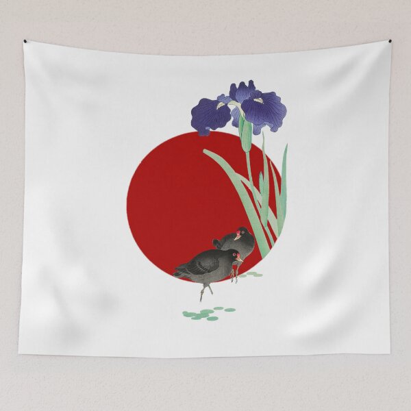 Item preview, Japanese Flag - Moorhens and Iris designed and sold by weavernap.