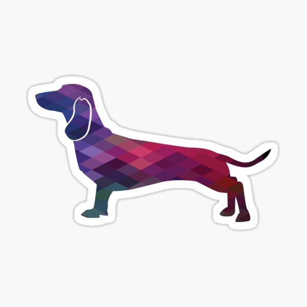 Dachshund Dog Breed Silhouette Geometric Pattern in Purple Sticker